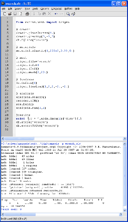 Solving using SciTe. (Click on image to enlarge.)